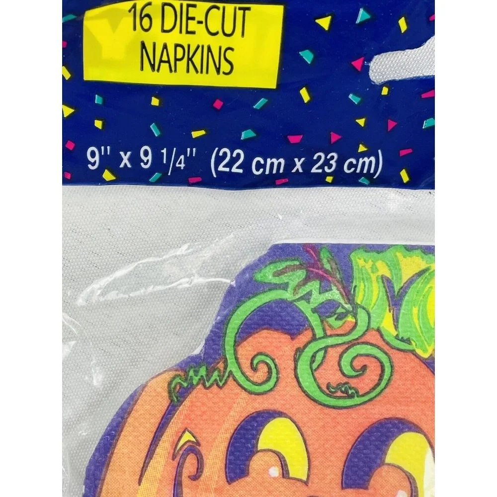 Die Cut Pumpkin Jack-O’-Lantern 9” Paper Napkins Party Makers Vintage 1995